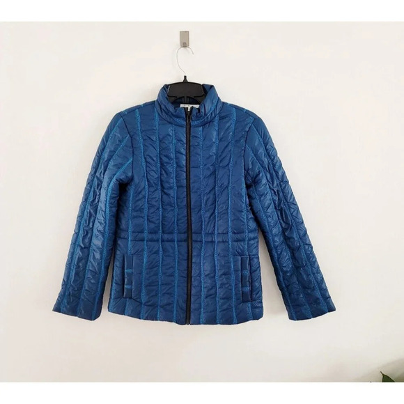 Cabi Poseidon Puffer 914 Teal Blue Zip Up Mock Neck Outdoor Jacket Coat XS - Picture 11 of 15